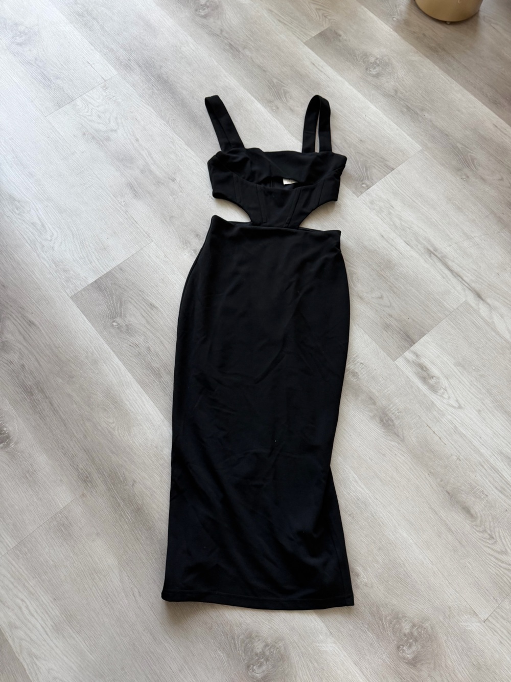 Atoir Black One-Shoulder Cutout Midi Dress
